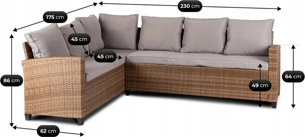 COMODO kerti bútor szett barna/szürke