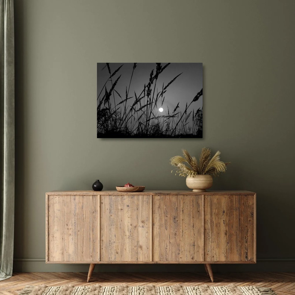 Üveg kép - rét naplementével (70x50 cm)
