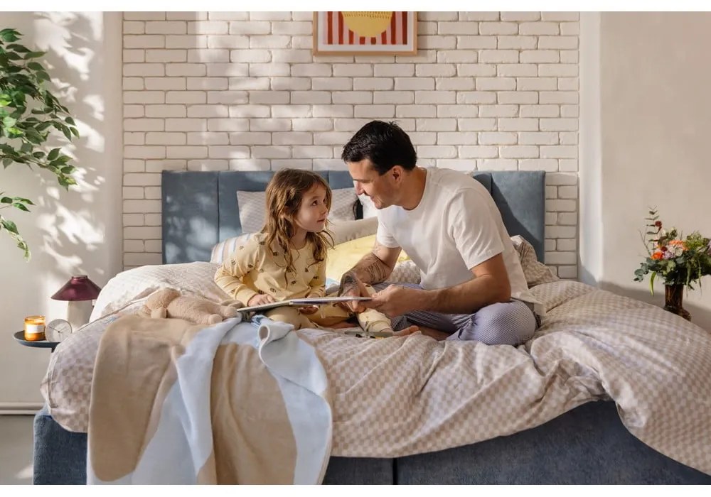 Kék ágyneműtartós boxspring ágy 180x200 cm Elva Bold Line – Bonami Selection