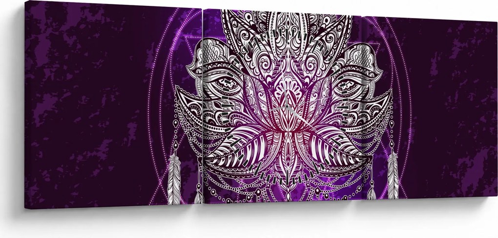Kép - lótusz (órával) (90x30 cm)