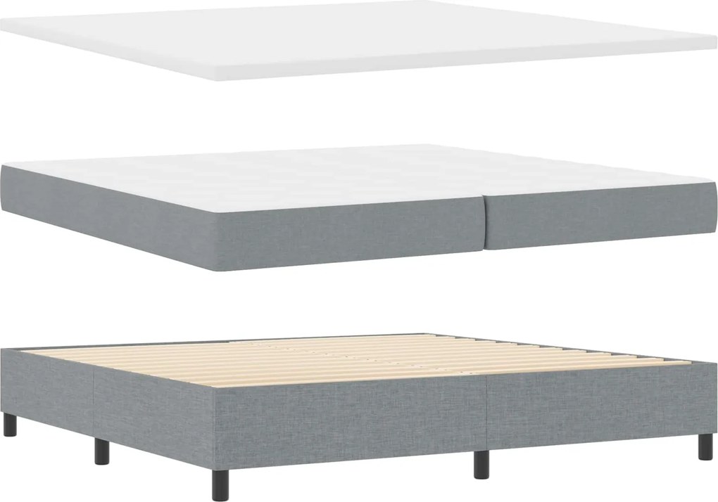 vidaXL Boxrugós ágy matracmal leddel Világosszürke 200 x 200 cm szövet