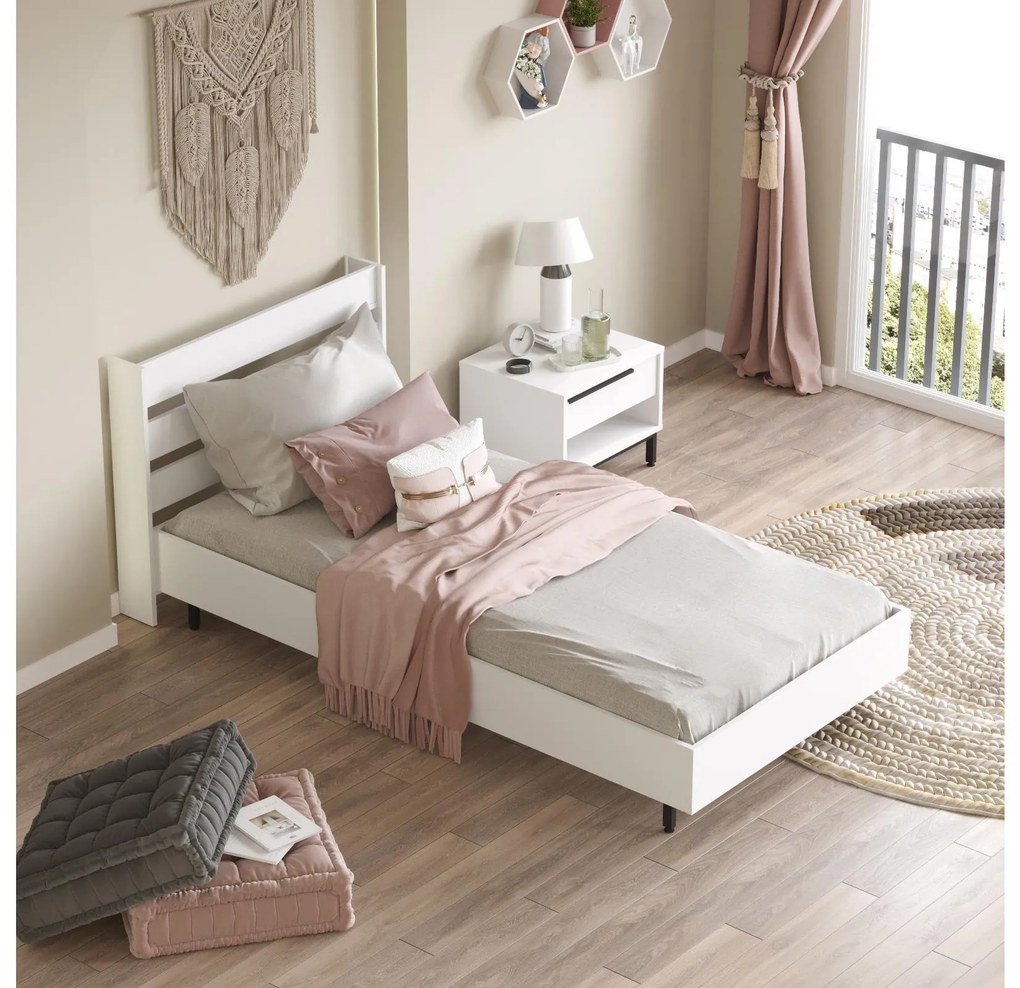Egyszemélyes ágy 100 cm Nimelo 6 (fehér) (ágyráccsal). 1094843