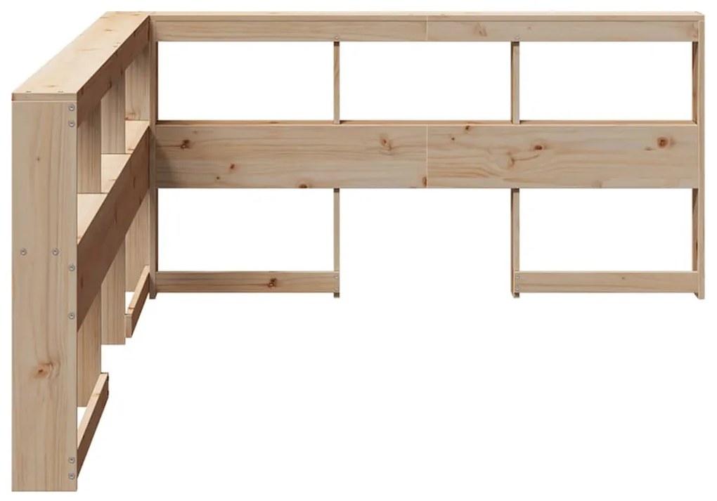 Könyvespolc fejtámla L-alakú 135 cm tömörfa fenyőfa