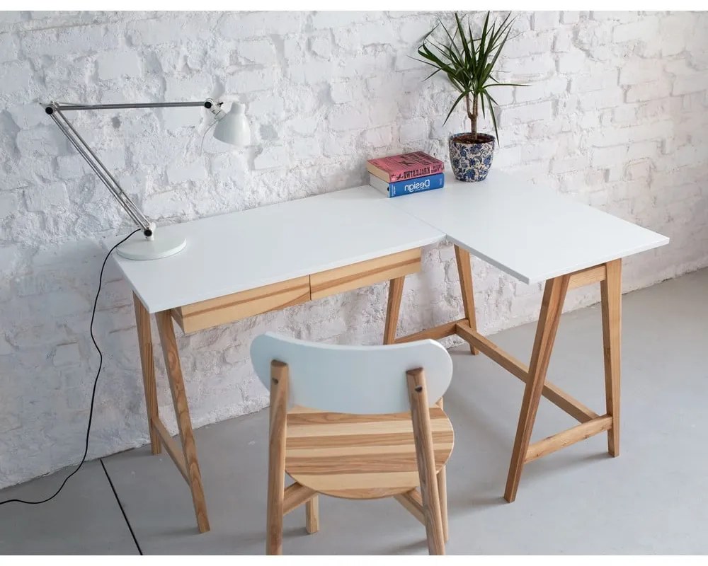 Íróasztal fehér asztallappal 85x135 cm Luka – Ragaba