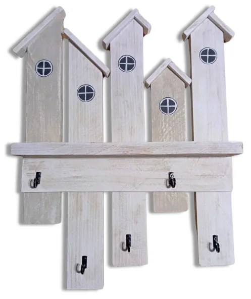 Házikó alakú fali kulcstartó, fából, kézzel festett 41cm