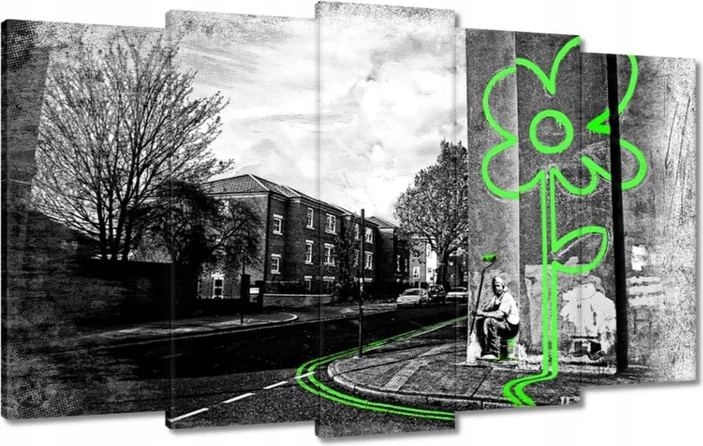 Vászonkép 100x60 Banksy Lime virág