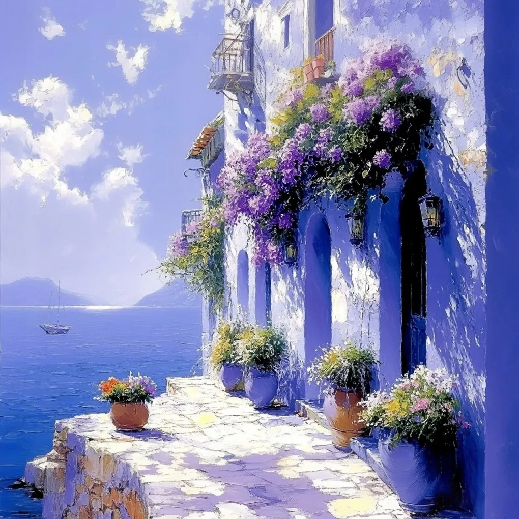 Vászonkép Canvas Tájkép Görögország Kükládok Tengerpart Tenger Nyaralás 80x80