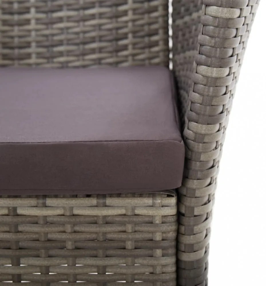 2 db szürke polyrattan kerti szék párnával
