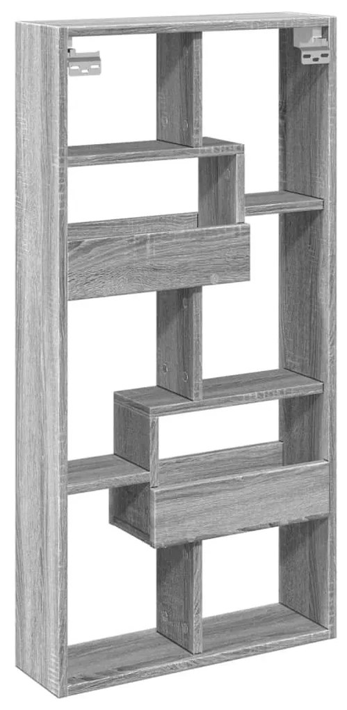 szürke sonoma színű szerelt fa faliszekrény 50 x 15 x 100 cm