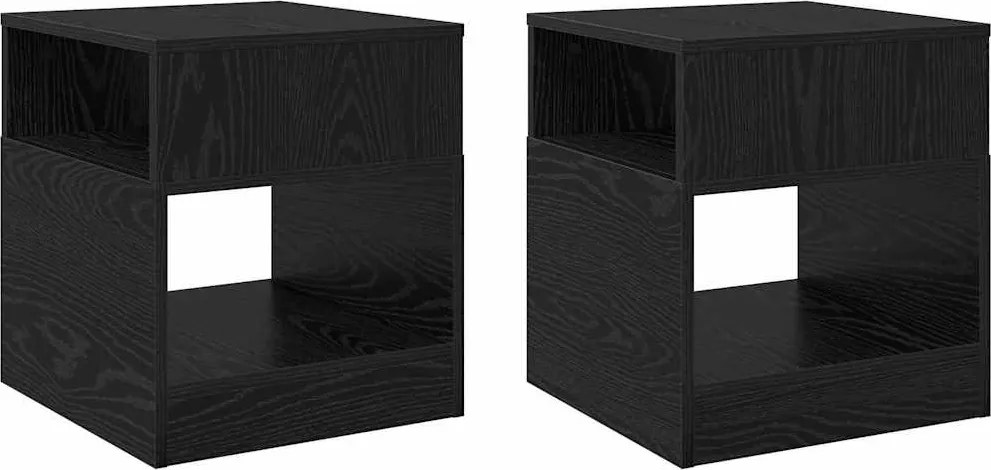 vidaXL Végasztal 2 pcs Fekete tölgy 40,5 x 40 x 45 cm Faanyag