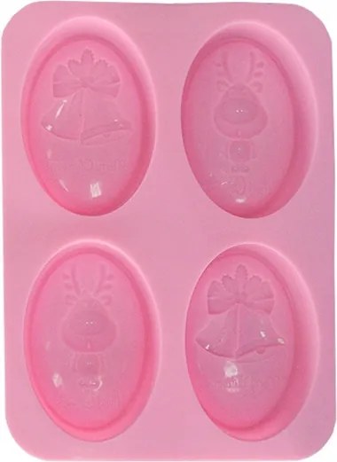 Szilikon Forma 4 Keksz Forma Rénszarvas Csengettyű Karácsony MF-254