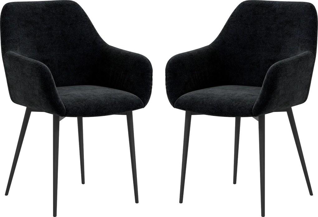 HOMCOM 2 db Kárpitozott Északi Stílusú Étkezőszék, Szövet Konyhai Székek, Fekete Acél Lábú Karosszék, 54x57x80 cm | Aosom