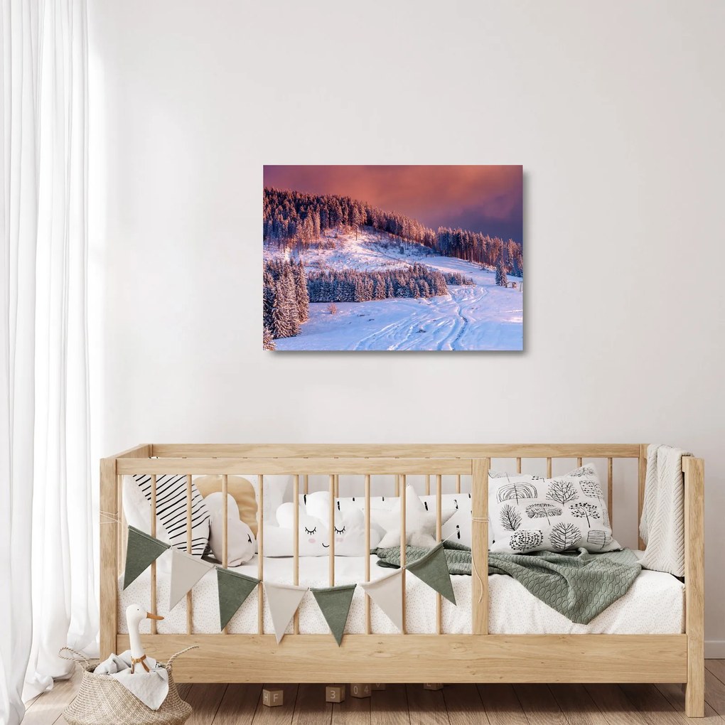 Egy kép egy téli tájról (üvegen) (70x50 cm)