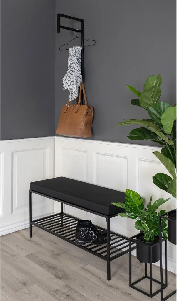 Vita pad, fekete, fekete lábakkal, 100x36x48,5 cm