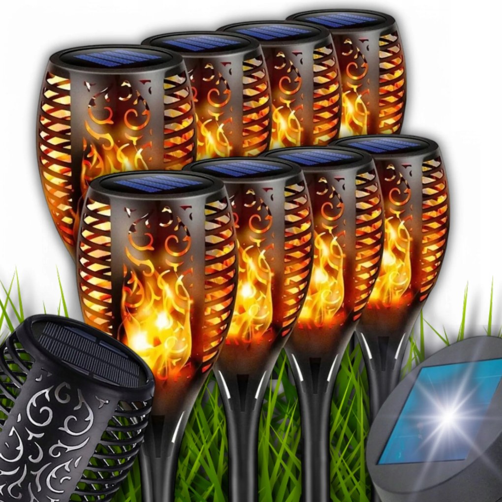 Kerti Lámpa Napelemes Beszúrós Led Fáklya Érzékelővel 8 Db