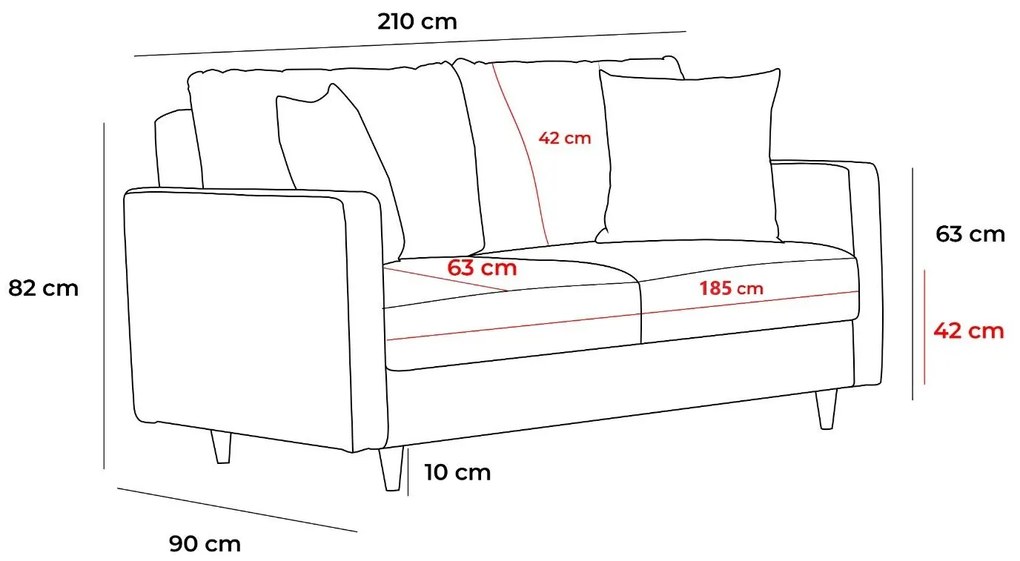 3 személyes kanapéágy Eva - Szürke