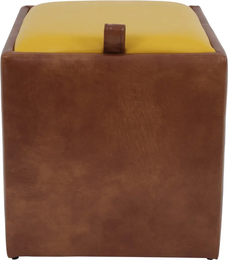 Box puff - műbőr, konyak/sárga - 8070/22168 R