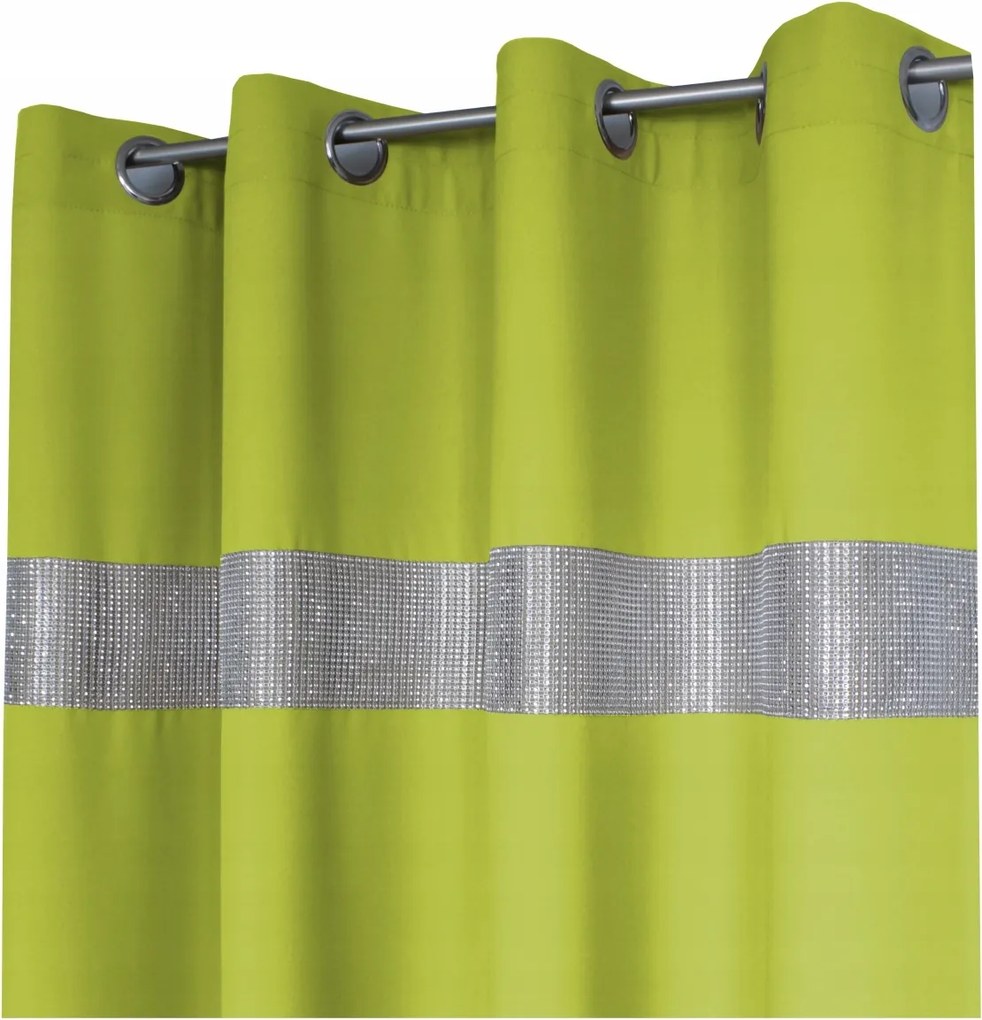 Függöny Kész Panama Strasszos Átlós Függöny 145x250 Lime