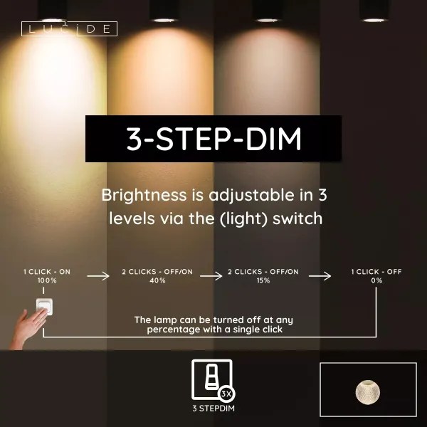 Lucide 13599/01/60 - LED dimmelhető újratölthető asztali lámpa CINTRA LED/1,5W/3,7V 1400 mAh