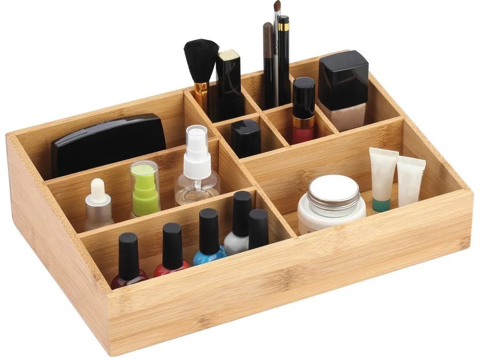 Natúr színű bambusz fürdőszobai rendszerező kozmetikumokhoz Isalys – MSV