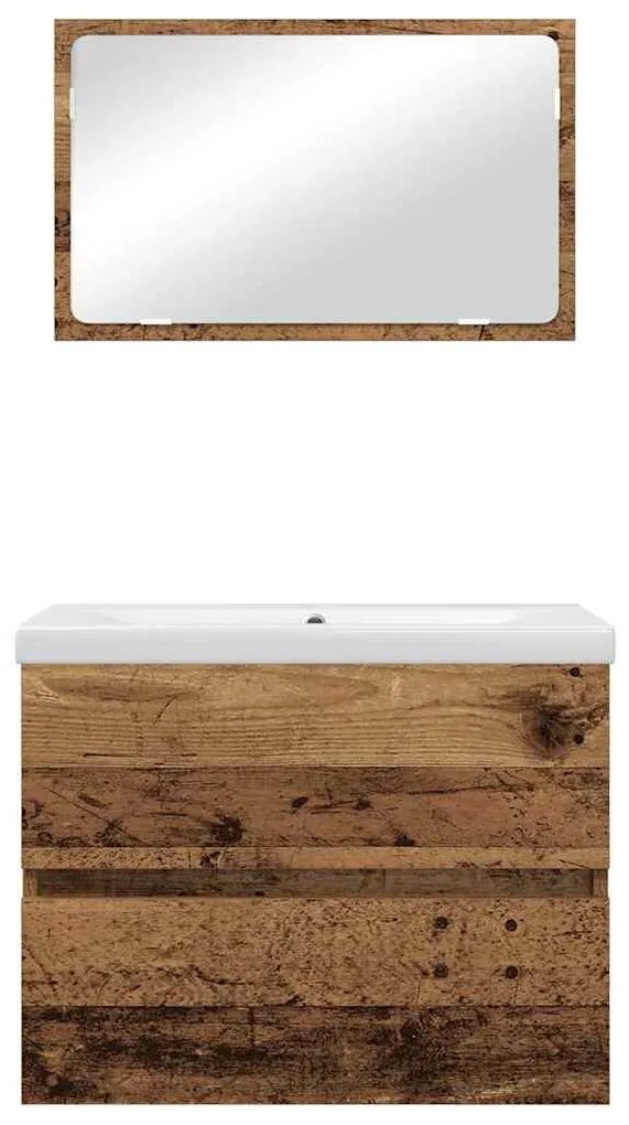 Fürdőszoba bútor szett 3 pcs Régi fa 60 x 38.5 x 45 cm Faanyag