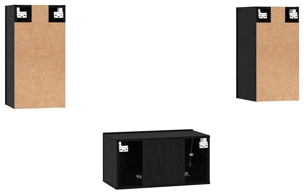 TV szekrény garnitúra 3 pcs Musta tammi 60 x 30 x 30 cm Faanyag