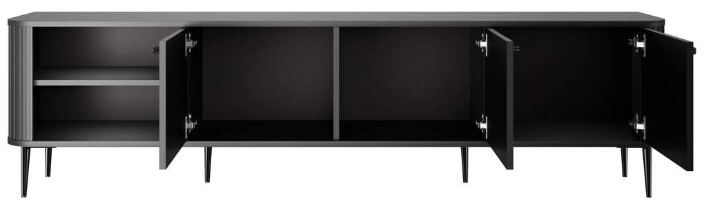 Vesper 3D TV-szekrény 187 cm - fekete / fekete lábak