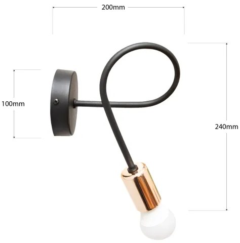 Fali lámpa TUBE 1xE27/15W/230V fekete