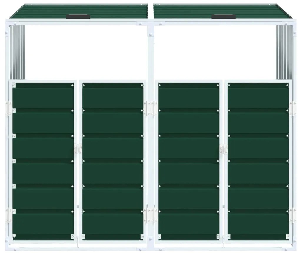 zöld acél kerekes szemetes tároló dupla tárolókhoz 138 x 79 x 117 cm