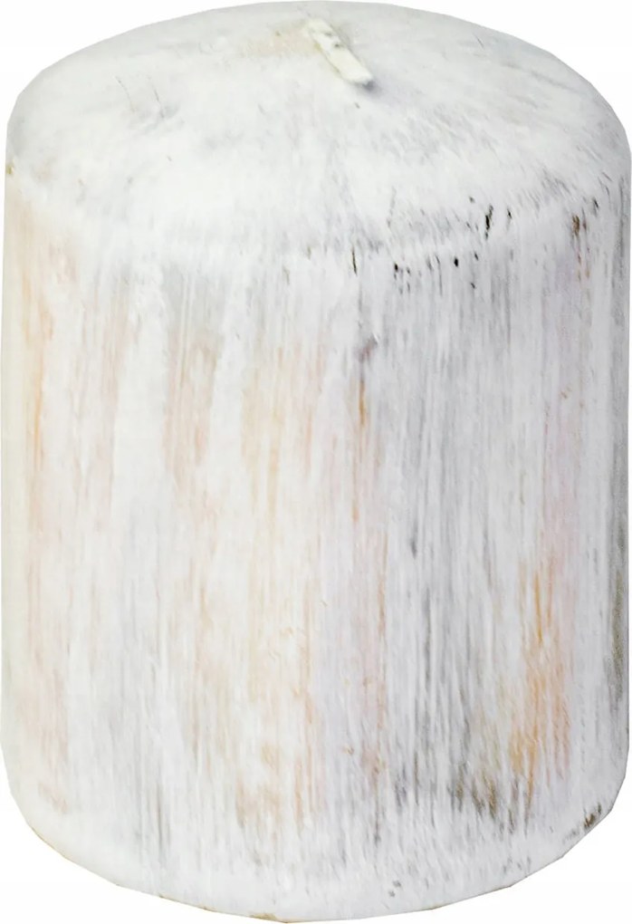 Elegáns dekorációs gyertya White Wood oszlop 80/H90 1db pasztell fehér