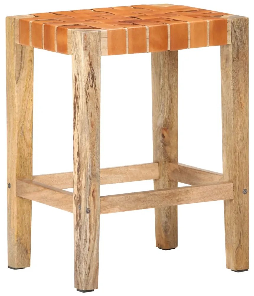 2 db barna valódi bőr bárszék 60 cm