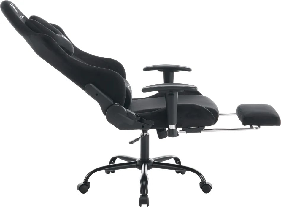 Irodai/gamer szék, fekete Velvet szövet, teherbírás 150 kg, SALOP