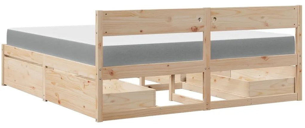 tömör fenyőfa ágy fiókokkal és matraccal 180 x 200 cm