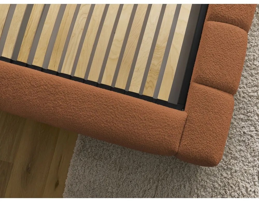 Narancssárga kárpitozott ágyneműtartós franciaágy ágyráccsal 180x200 cm Denali – Bobochic Paris