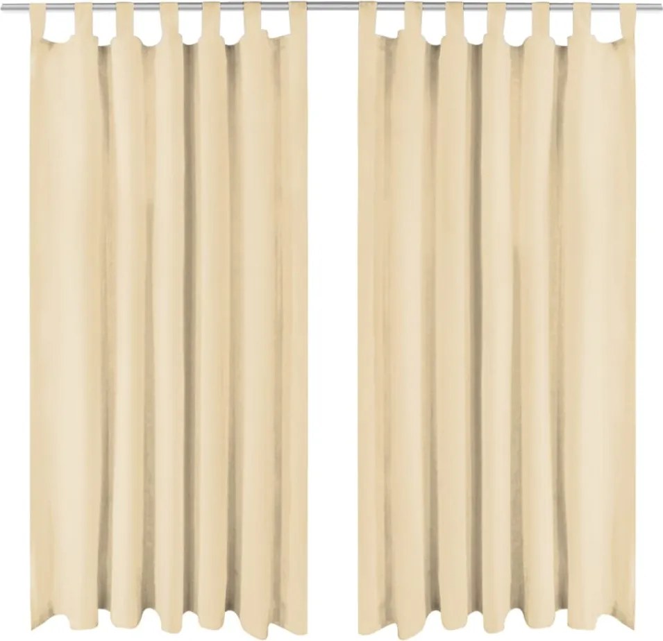 vidaXL 2 db bézs mikroszatén függöny karikákkal 140 x 225 cm