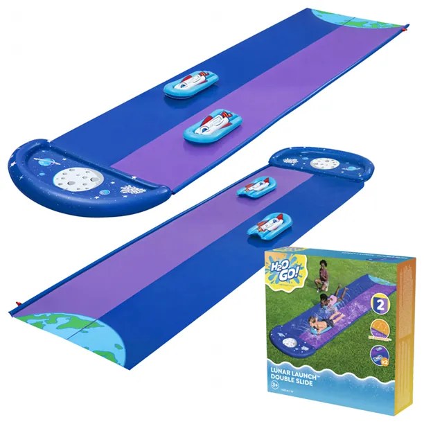 Bestway H2OGO dupla csúszószőnyeg, 2 felfújható csúszóval, szökőkúttal, 488 cm, 52642