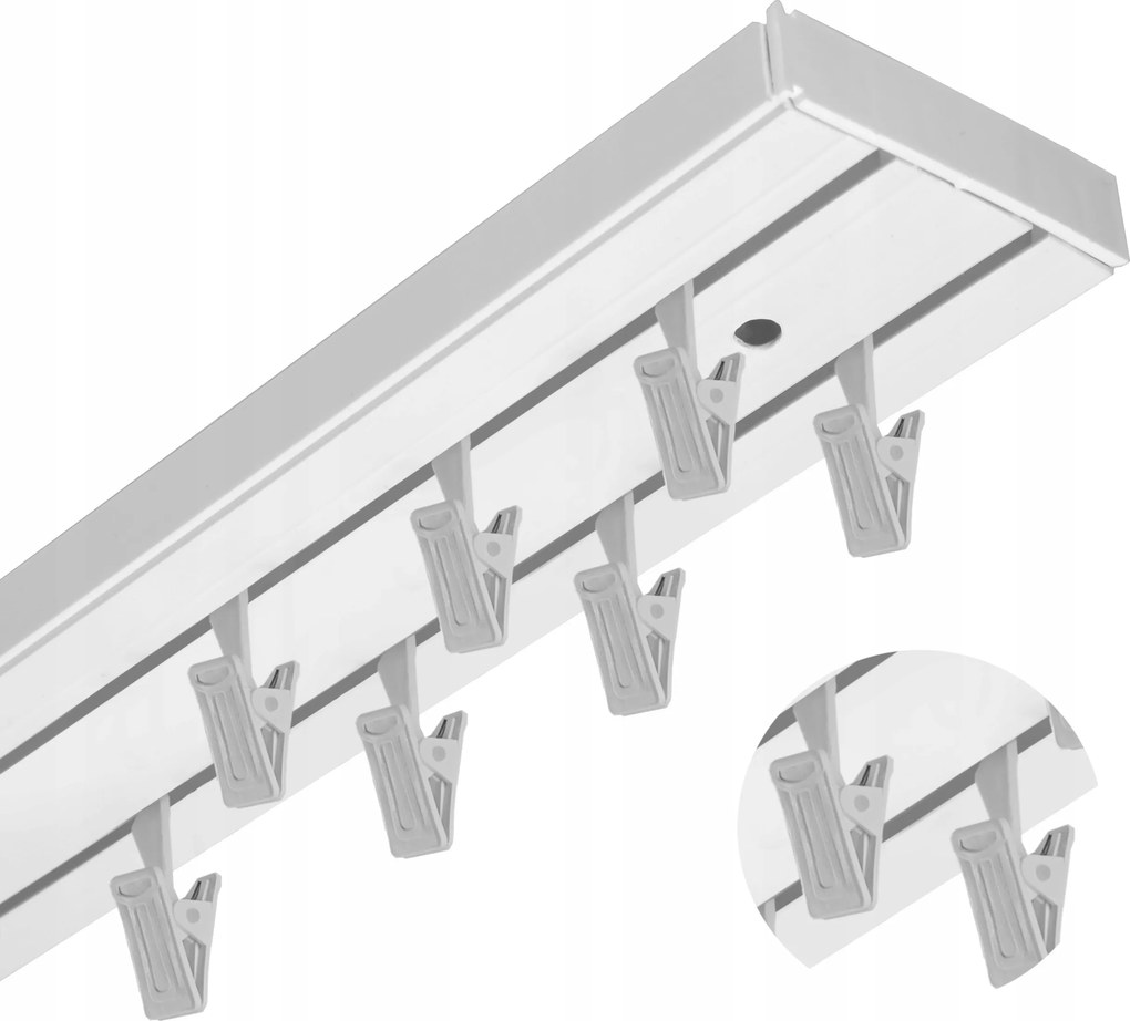 Mennyezeti Sín Elegance Pvc fehér kétvágányú kpl függönykarnis békákkal 200 cm