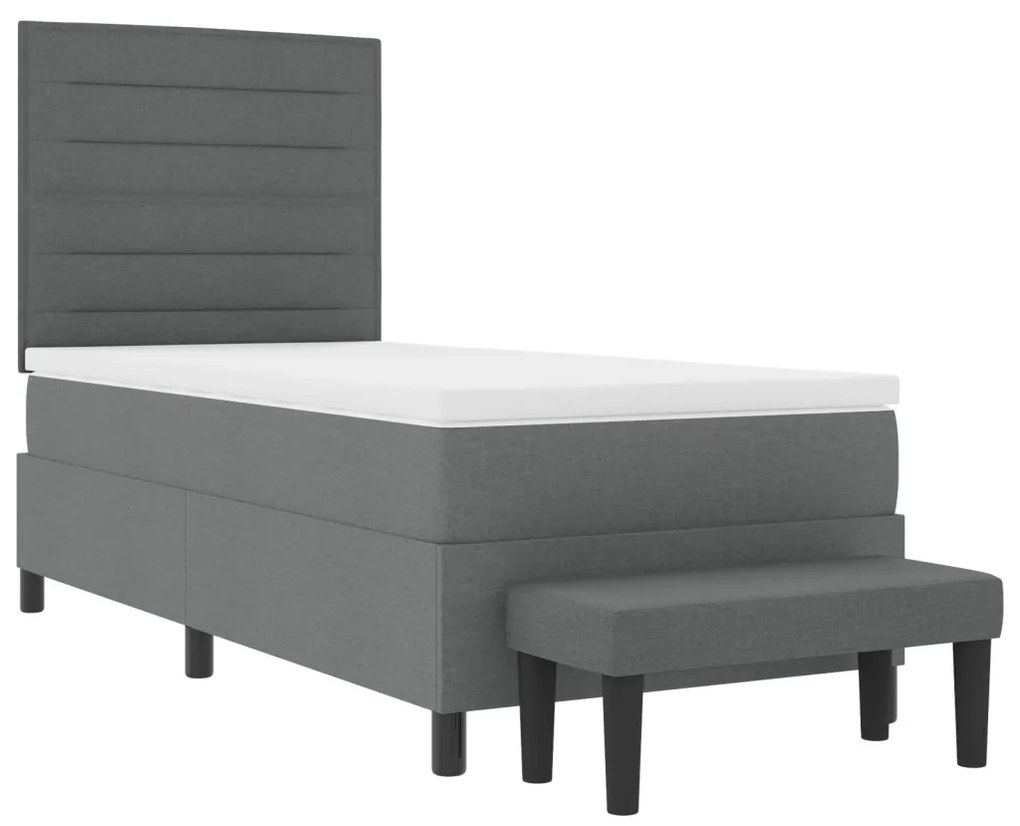 Box Spring Ágy Matraccal és Pad Szürke 90x190 cm Szövet