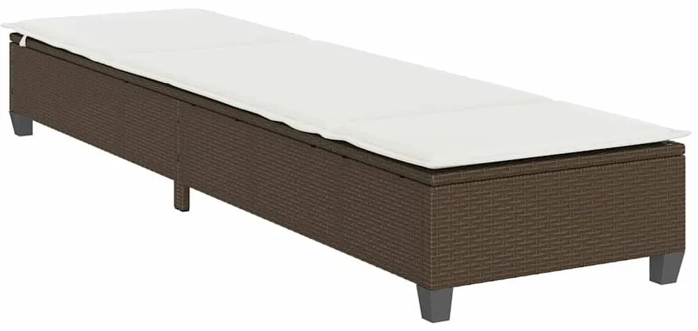 barna polyrattan napozóágy párnákkal 55x200x25,5 cm