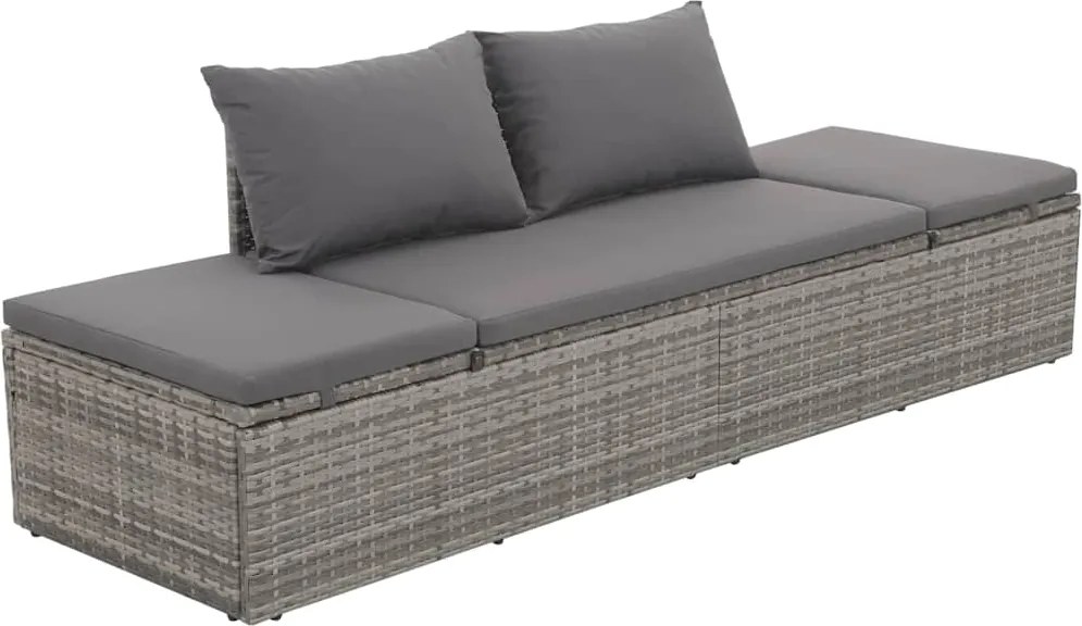 vidaXL szürke polyrattan kerti ágy 195 x 60 cm