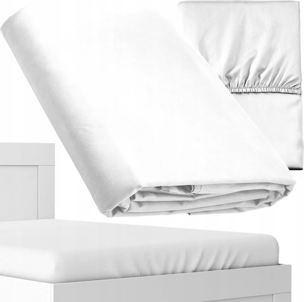 Szatén Gumis Lepedő Mikroszatén Mikroszálas Puha Fehér 180x200