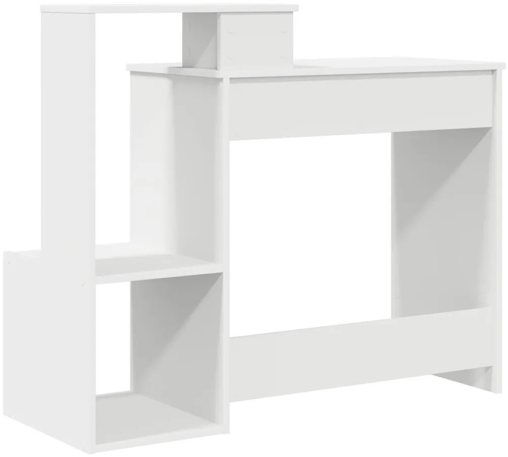 Fehér Számítógépasztal Fehér Forgácslap Standard Tárolás