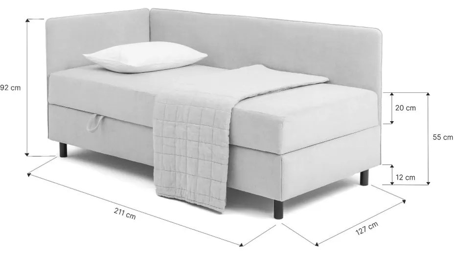 Kék kárpitozott ágyneműtartós egyszemélyes ágy matraccal 120x200 cm Avela – Bonami Selection