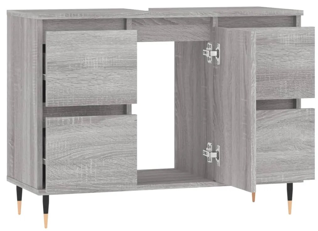Szürke sonoma színű szerelt fa mosdószekrény 80 x 33 x 60 cm