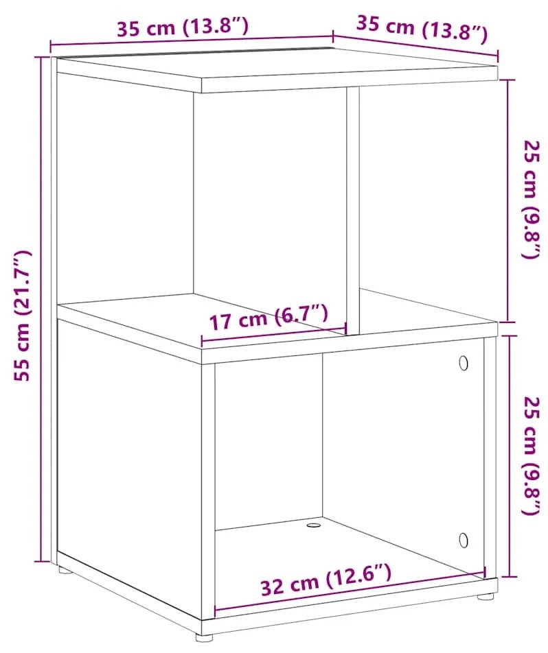 éjjeliszekrények 2 db Régi fa 35x35x55 cm Gépesített fa