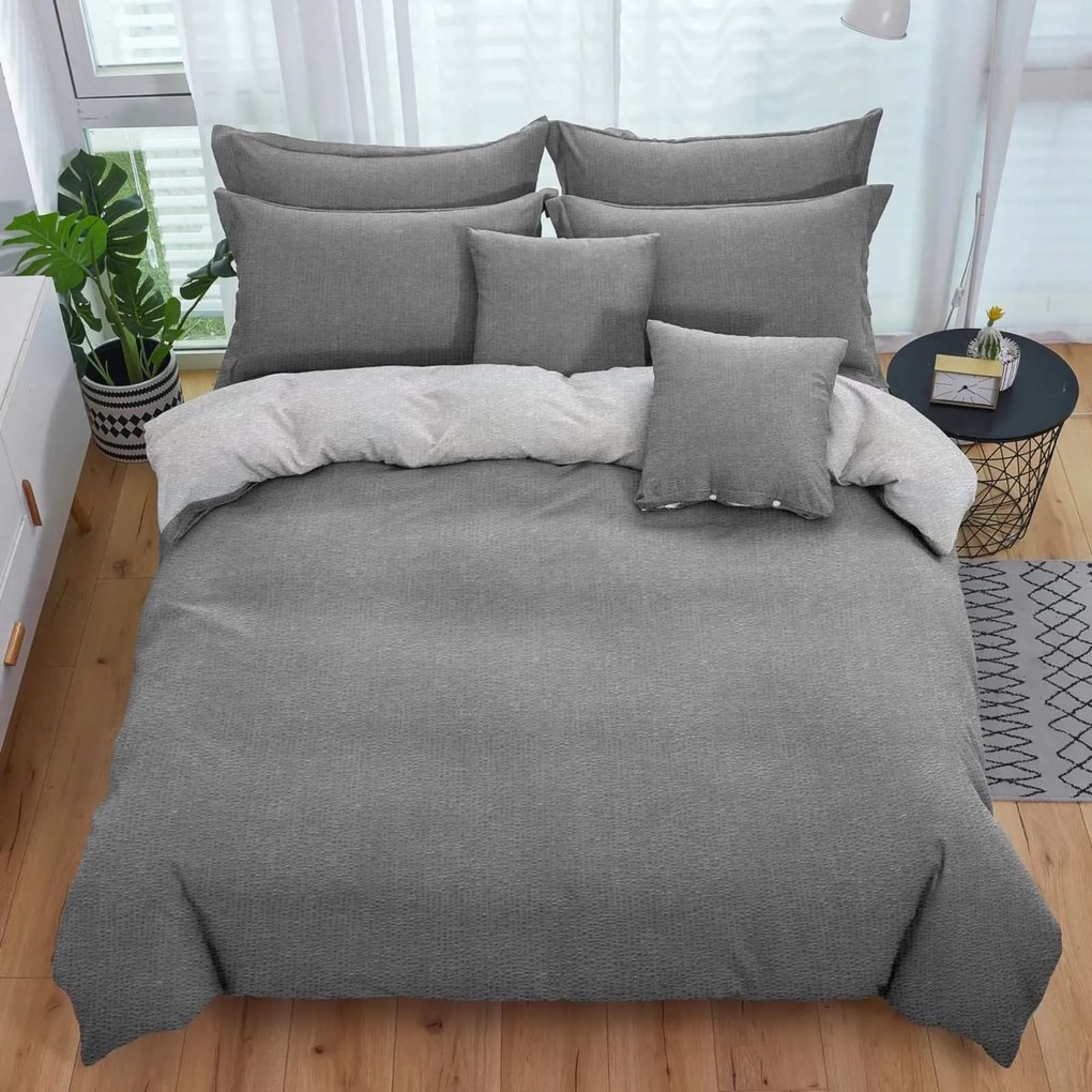 Krepp ágyneműhuzat TABULA sötétszürke + párnahuzat 40x50 cm Ágyneműhuzat mérete: 70 x 90 cm | 140 x 200 cm