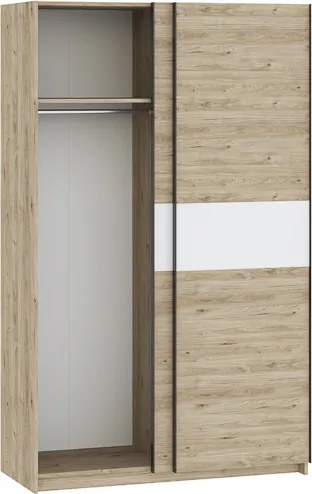 BERNO ruhásszekrény, 120 cm | Jackson hickory tölgy + Fehér
