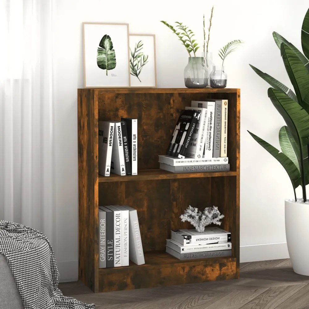 füstös tölgy színű szerelt fa könyvespolc 60 x 24 x 76 cm