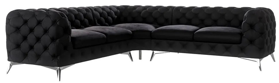Fekete bársony sarokkanapé Chelsea – Ropez