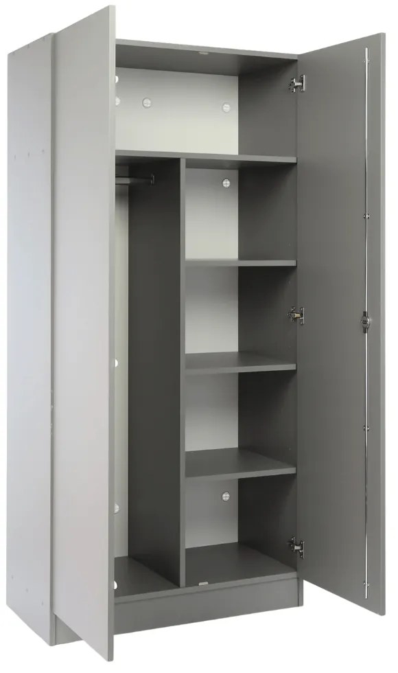 Fa gardrób Visio LUX, 90 x 45 x 185 cm, hengerzár, szürke